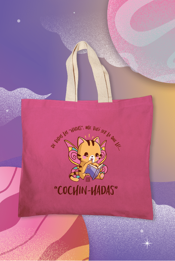 Totebag - Hadas - Hada Que Lee Cochinadas (Rosado)