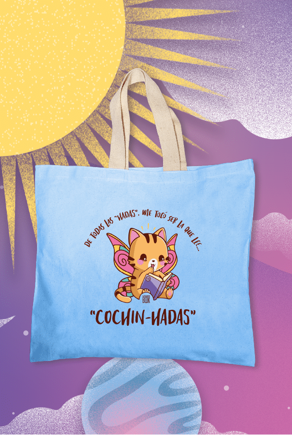 Totebag - Hadas - Hada Que Lee Cochinadas (Celeste)