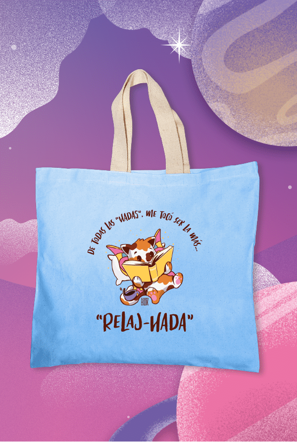 Totebag - Hadas - Hada Relajada (Celeste)