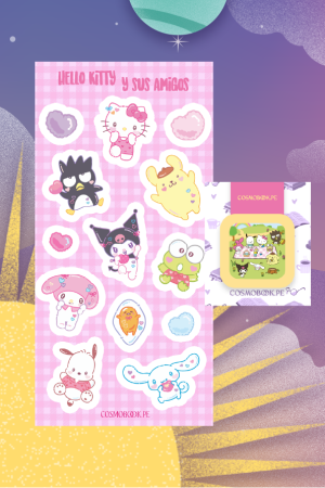 Set de stickers + Separador - Hello Kitty y sus amigos