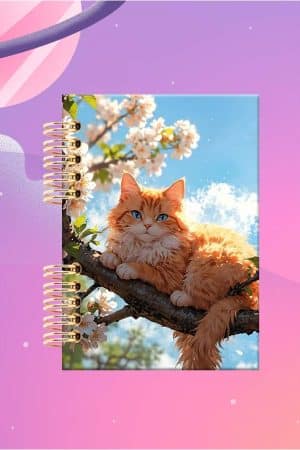 Cuaderno Espiralado -Mascotas - Gato naranja en árbol