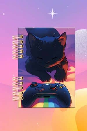 Cuaderno Espiralado -Mascotas - Gato Negro, Mando X