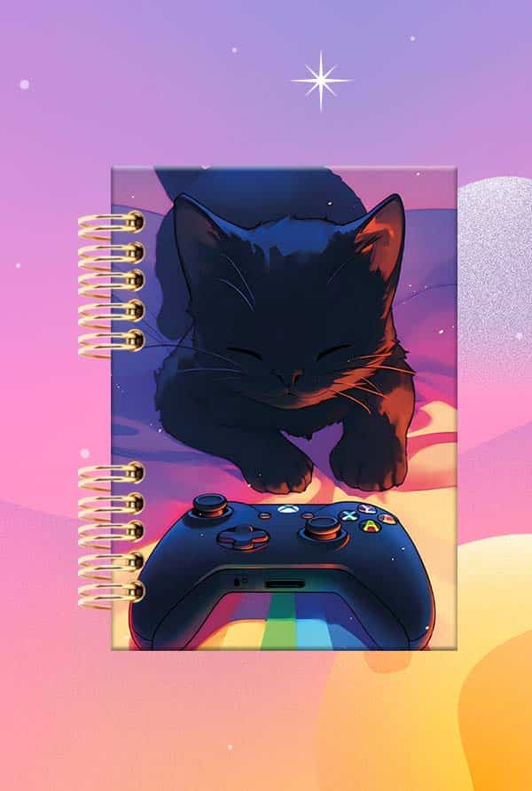 Cuaderno Espiralado -Mascotas - Gato Negro, Mando X
