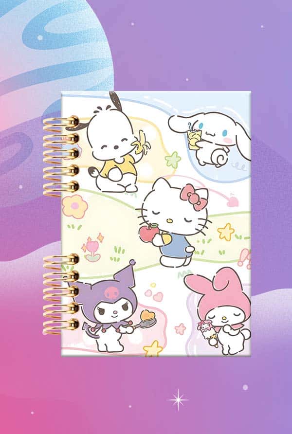 Cuaderno Espiralado - Sanrio - Hello Kitty, Cinnamoroll, Pochacco y Kuromi.