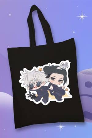 Totebag Jujutsu Kaisen, Gojo y Geto Chibi y peces (TTB)